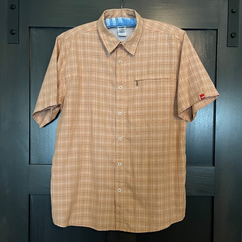 THE NORTH FACE Men's Orange Plaid Short Sleeve Shirt Size M